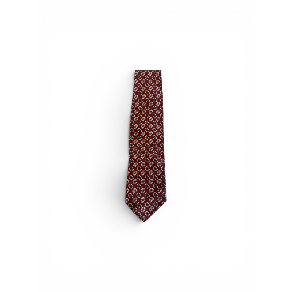 Brooks Brothers Makers Silk Tie Burgundy Red Floral Paisley Medallion USA Made